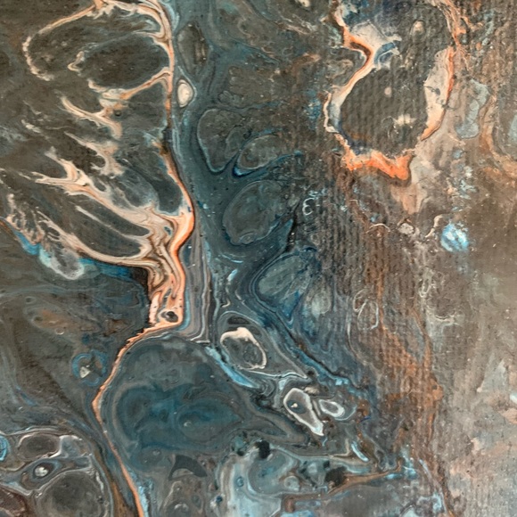 Original Artwork Painting Canvas Abstract Blue Swirls 12 x 12 Acrylic. - Picture 4 of 16